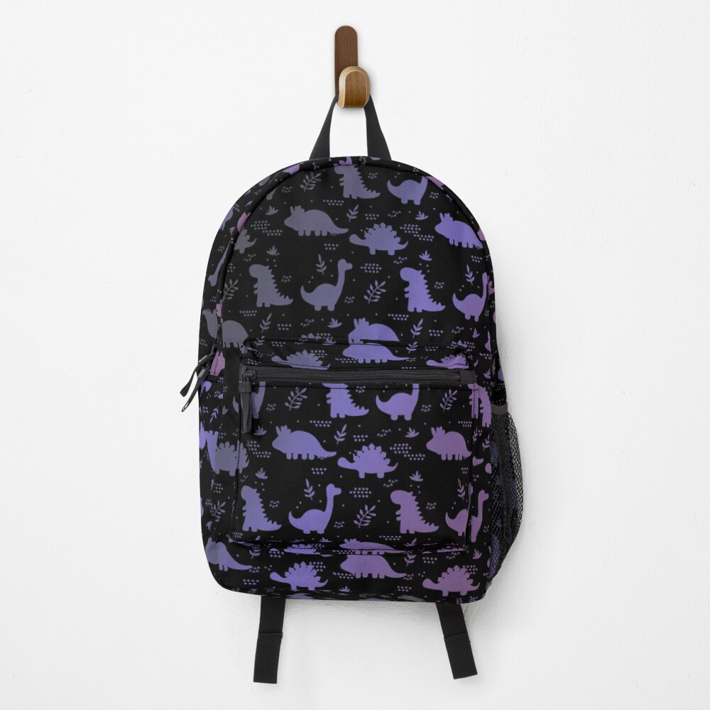 Dinosaurios divertidos Purpura Version Black Mochila