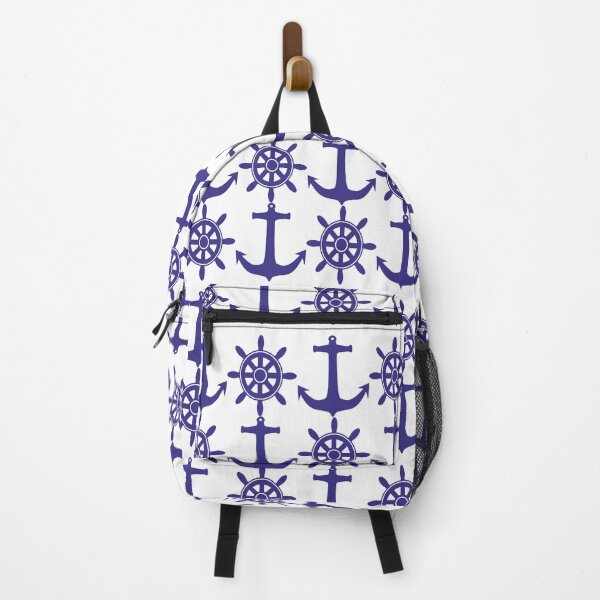 Item preview, Sailing design including Ships Wheels and Anchors in Nautical Blue small designed and sold by ajtechdesigns.