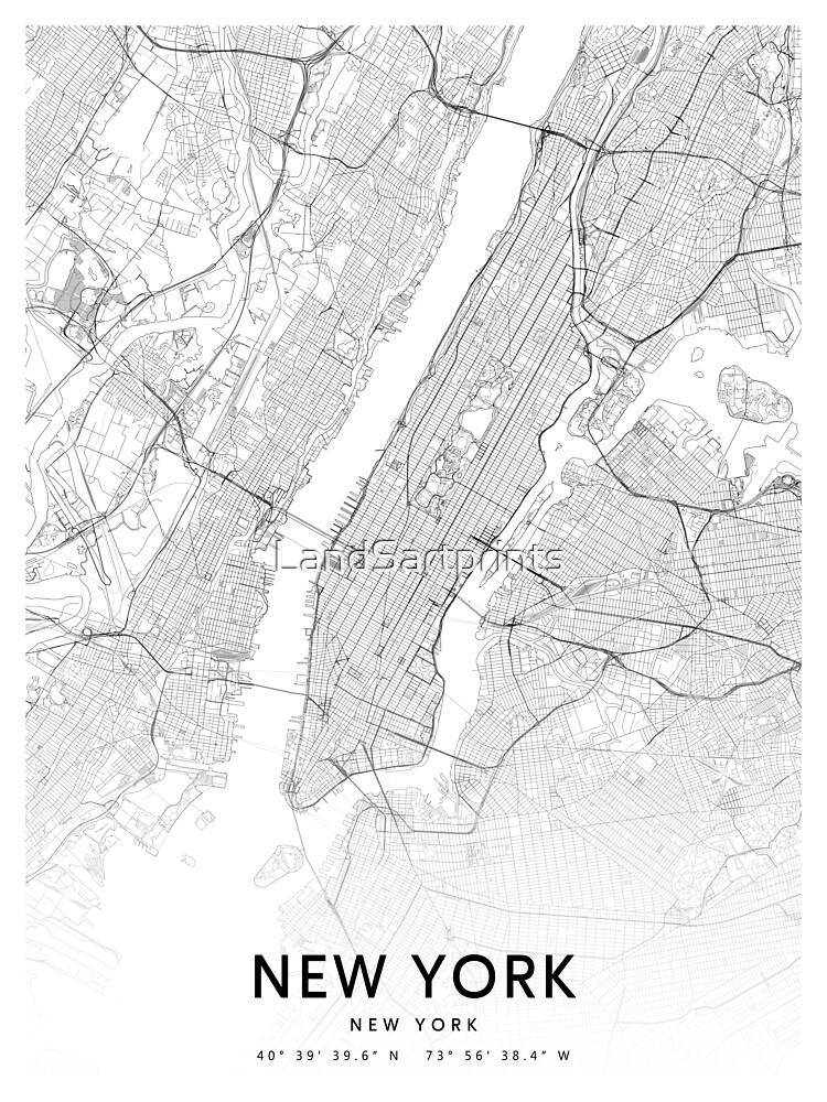 New York City Map, Art Print By LandSartprints Premium Matte Vertical ...