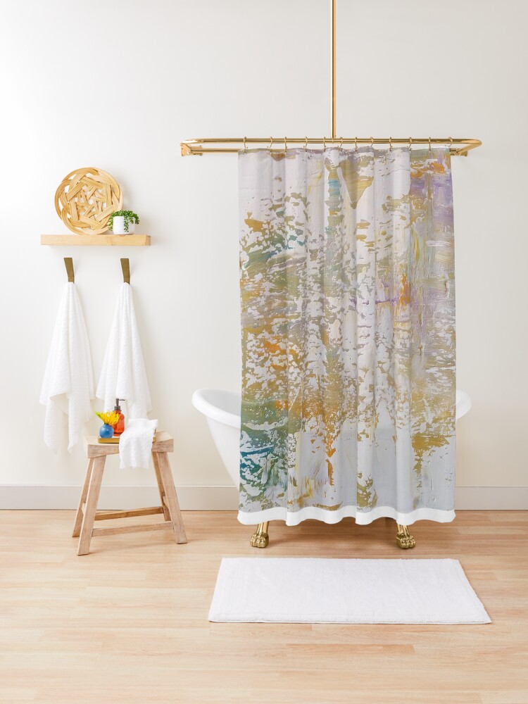 Thumbnail 1 of 5, Shower Curtain, Soft Goes The Light painting on products. designed and sold by ccuylerart.