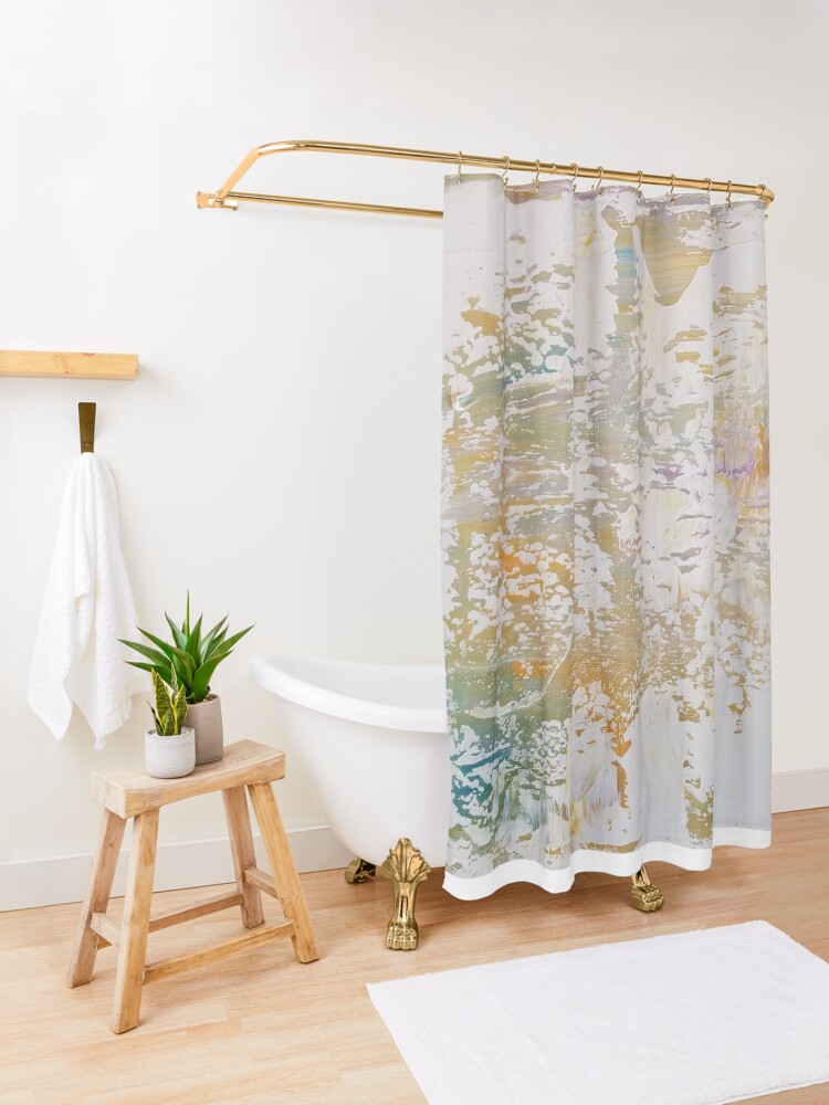 Thumbnail 3 of 5, Shower Curtain, Soft Goes The Light painting on products. designed and sold by ccuylerart.