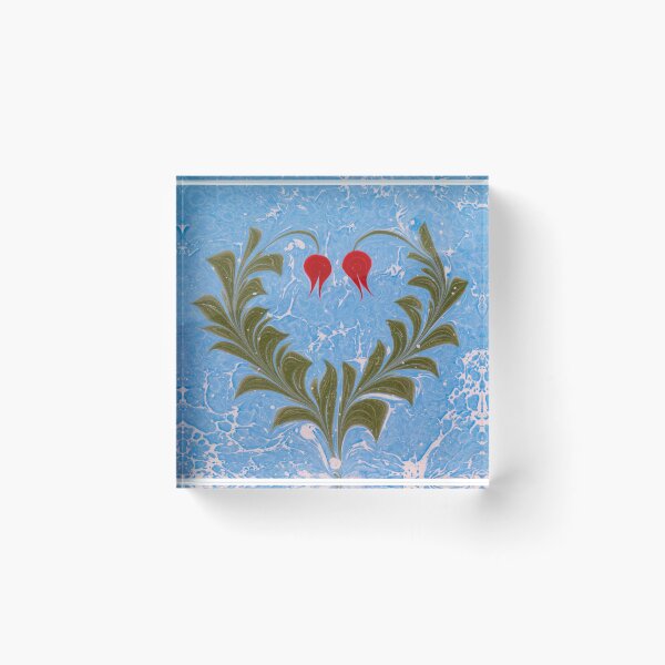 Item preview, Heart Red Tulips Marbling Paper  - Very Unique Ebru designed and sold by T Artist.