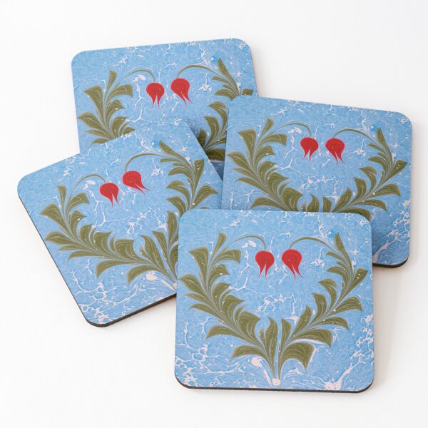 Item preview, Heart Red Tulips Marbling Paper  - Very Unique Ebru designed and sold by T Artist.