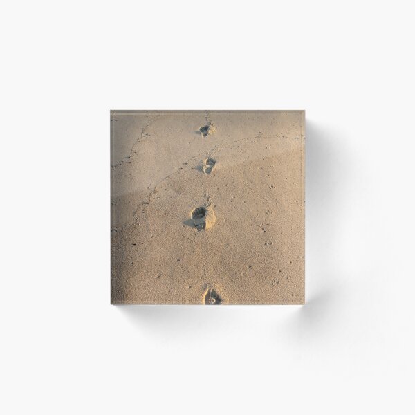 Bare footprints on the coastal sand Acrylic Block