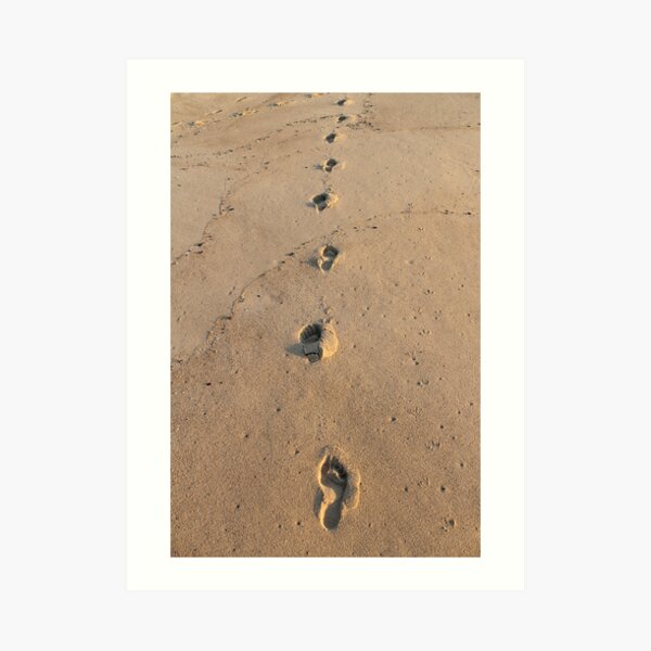 Bare footprints on the coastal sand Art Print