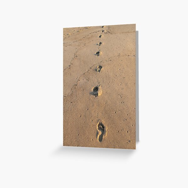 Bare footprints on the coastal sand Greeting Card