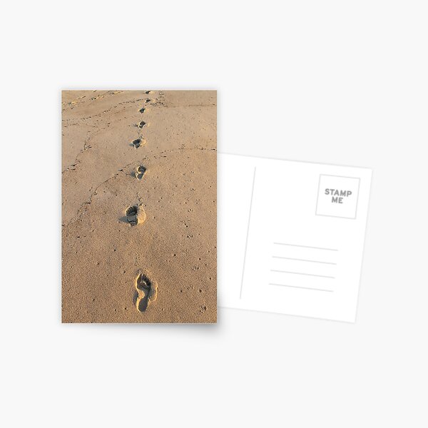 Bare footprints on the coastal sand Postcard