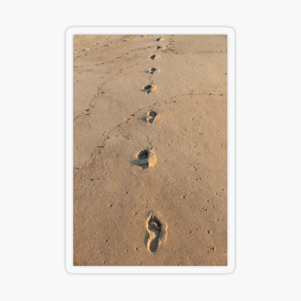 Bare footprints on the coastal sand Transparent Sticker