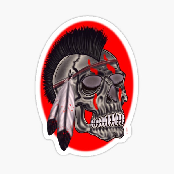 Vista previa del artículo con la obra «Calavera con Mohawk», diseñado y vendido por Chillateez.