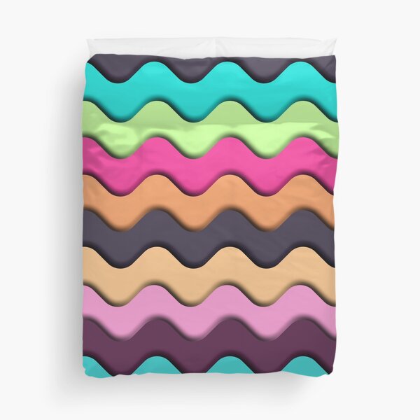 Cheer yourself up with this 80s retro stylish wave design pattern in bright and happy multi sherbet rainbow colours Duvet Cover