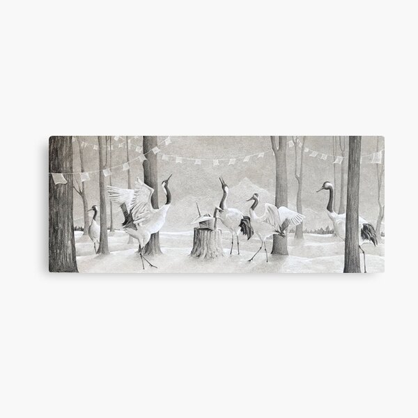 The Gathering (Black and White Prismacolor Pencil, Gray Paper) Metal Print