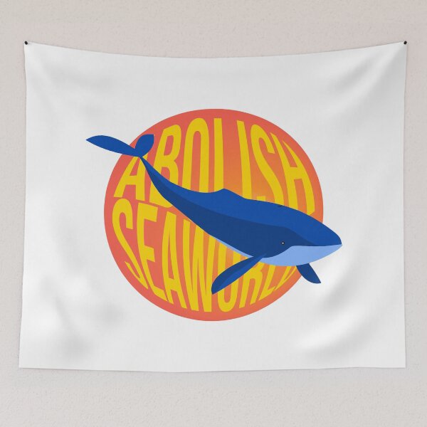 Item preview, Abolir SeaWorld, una simple ballena azul y un sol naranja brillante designed and sold by robalonso.