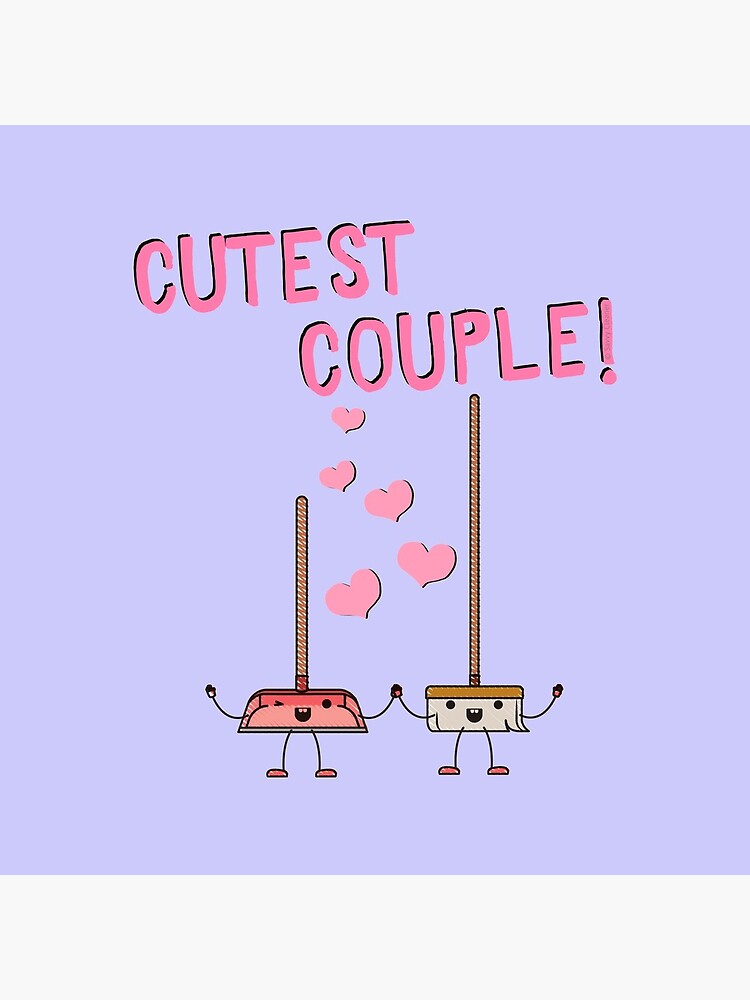 Thumbnail 5 of 5, Coasters (Set of 4), Cutest Couple Broom and Dustpan Valentine's Day Cleaning Art designed and sold by SavvyCleaner.