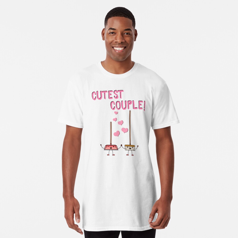 Cutest Couple Broom and Dustpan Valentine's Day Cleaning Art Long T-Shirt