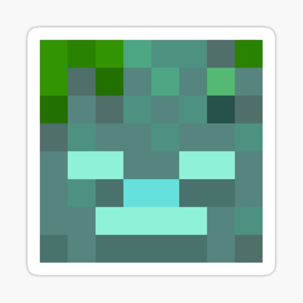 Minecraft Drowned Head Sticker By Havesomememes Redbubble