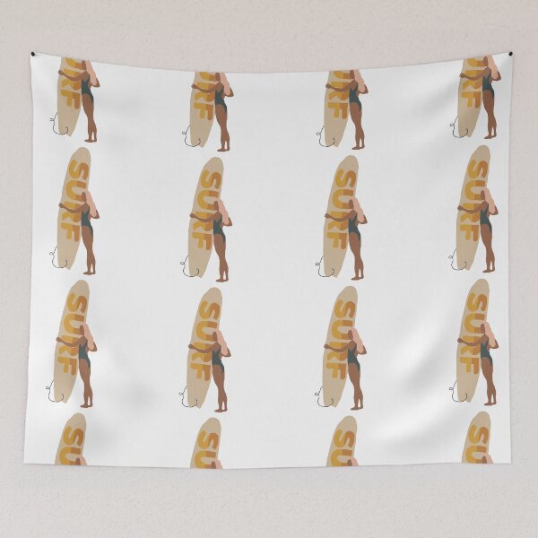 Item preview, Surfer Girl Holds Pastel Longboard  designed and sold by Salt Illustrations.