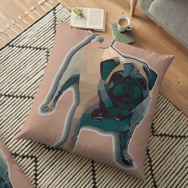 Digital Painting of Pug "Gee" Floor Pillow