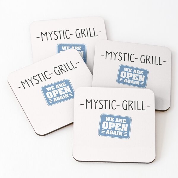 Item preview, We are Open! Mystic Grill - Black designed and sold by Millenial Designs.