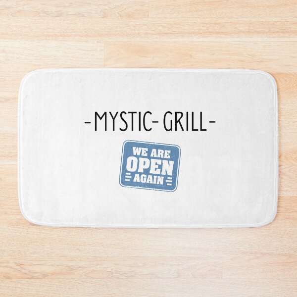 Item preview, We are Open! Mystic Grill - Black designed and sold by Millenial Designs.