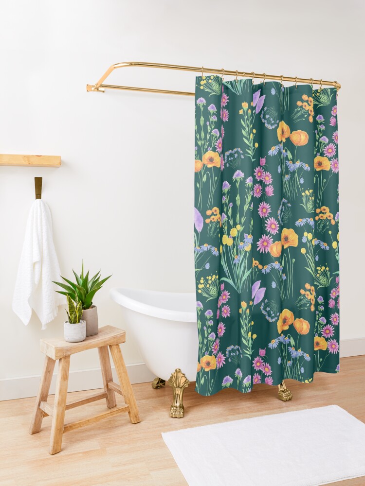 Thumbnail 3 of 5, Shower Curtain, Wild Meadow designed and sold by nownbeyond.