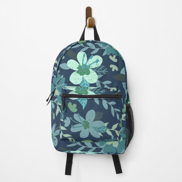 Item preview, Tropical Floral in green on blue background - by Linda Sholberg designed and sold by Linda Sholberg.