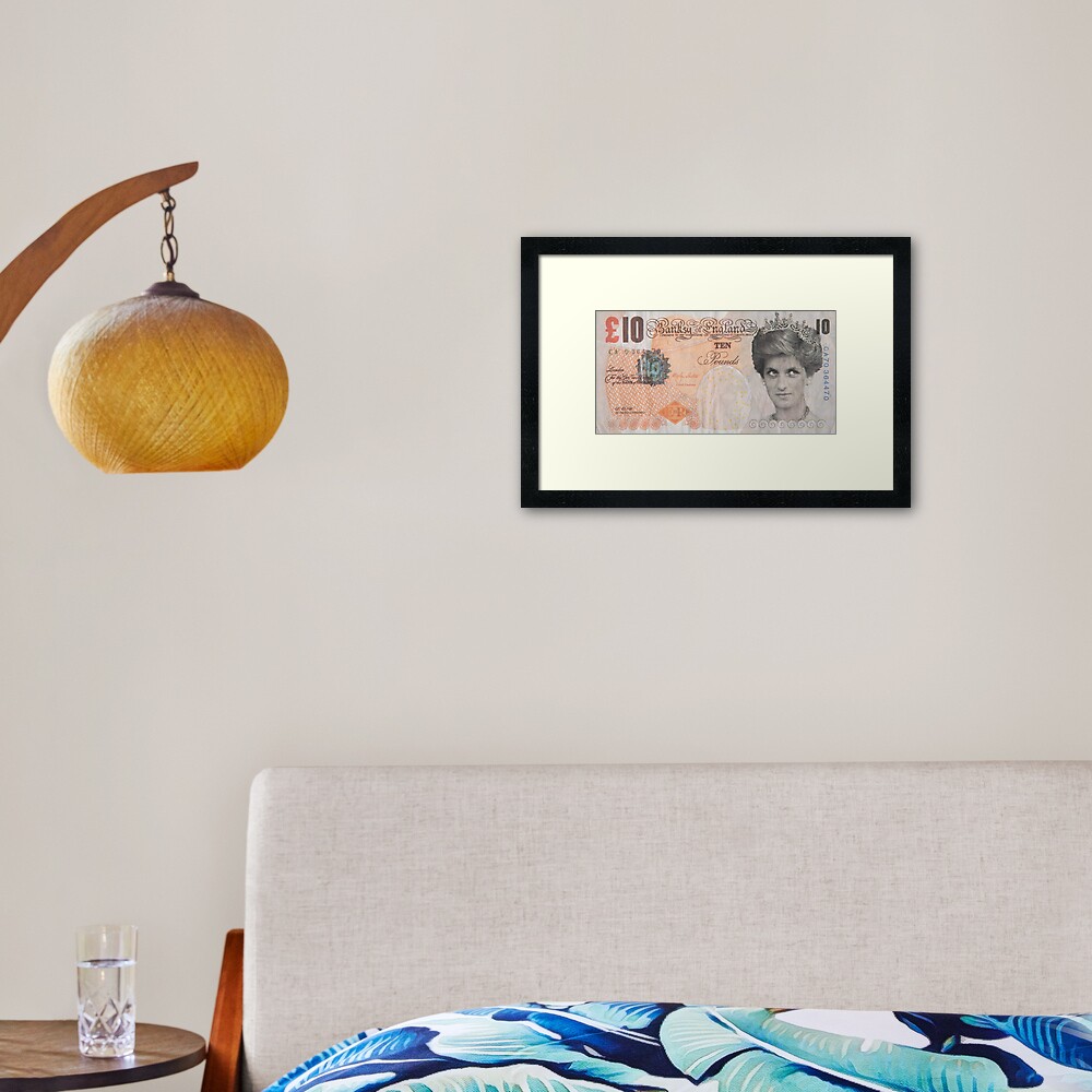 Banksy - Di-Faced Tenner, 10GBP Note Framed Art Print
