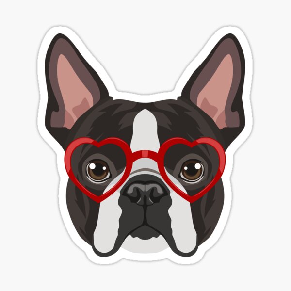 Boston Terrier Dog Hipster Glasses Sticker