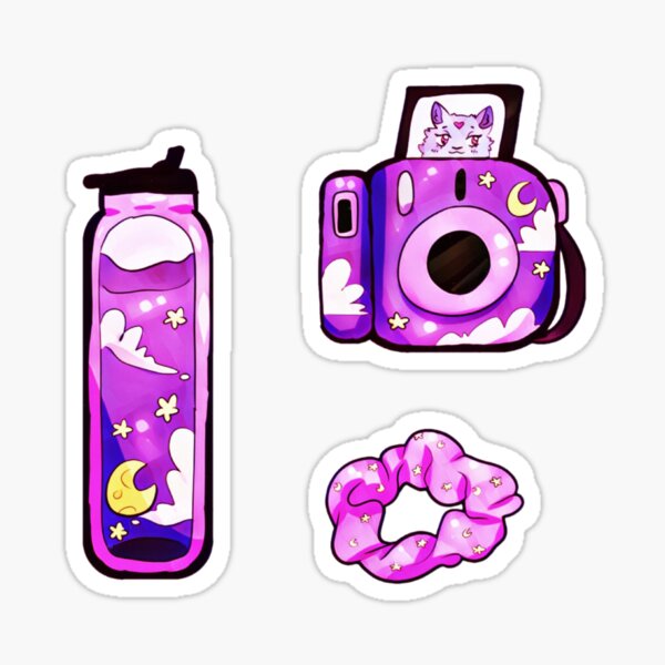 Polaroid Camera Sticker, Dreamy Polaroid Sticker, Cute Purple Vinyl Sticker,  Purple Camera Dog Sticker, Kawaii Camera Sticker, Lucky Charm 