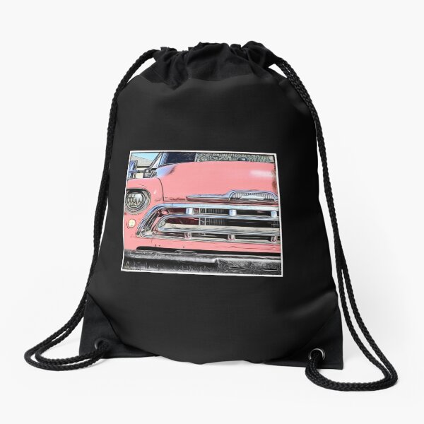 pink chevy Drawstring Bag