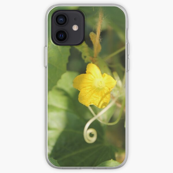 Yellow unnamed flower on a background of green leaves iPhone Soft Case
