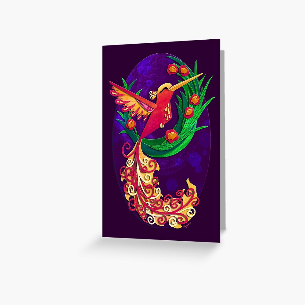 Red and Gold Hummingbird Greeting Card
