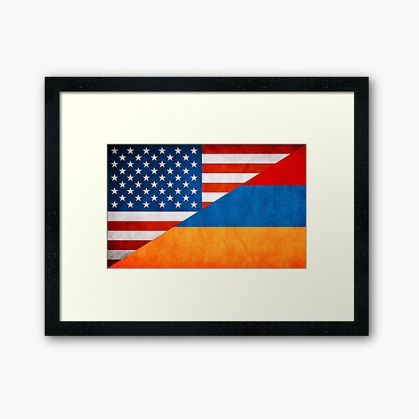 Half Armenian Half American Flag Framed Art Print
