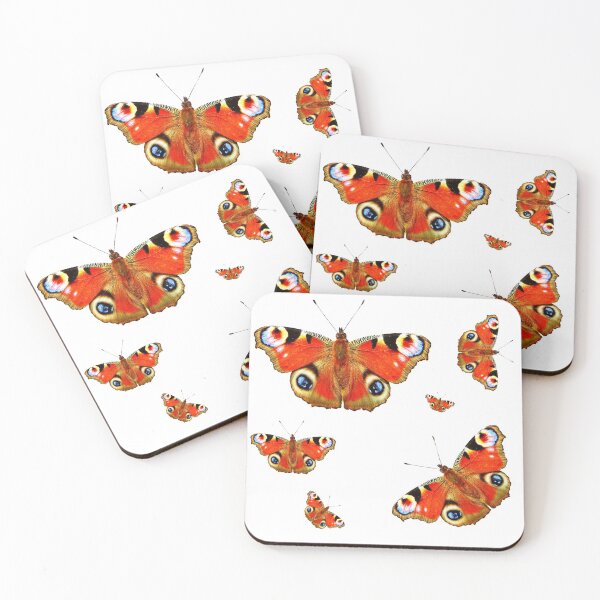 Item preview, A colorful festive sticker pack of 6 vibrant Red Peacock Butterflies designed and sold by StickerArtwork.