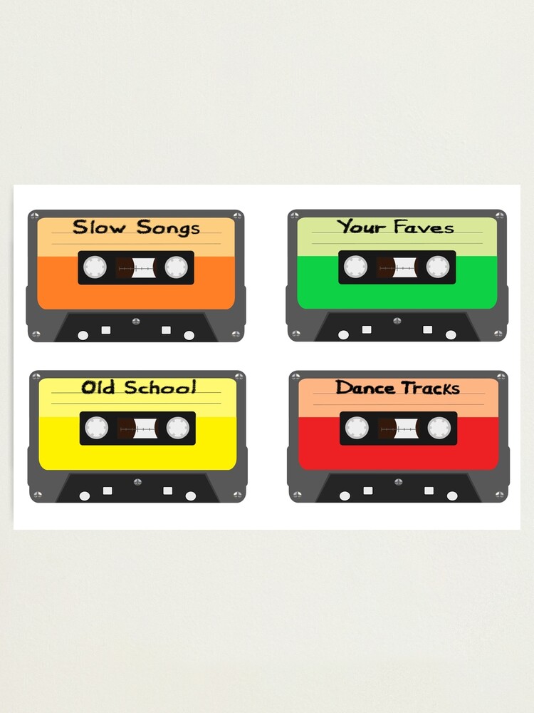 Mixtapes Pack. Set of Four Retro Cassette Mix Tapes in Vintage 