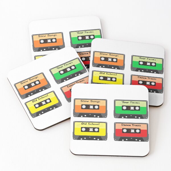 Item preview, Mixtapes Pack. Set of Four Retro Cassette Mix Tapes in Vintage Colors. Slow Songs, Your Faves, Old School and Dance Tracks. (White Background) designed and sold by ArtByLM.