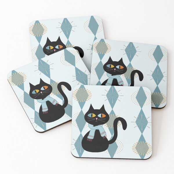 Item preview, Cat with Midcentury Flair designed and sold by ZenHenna.