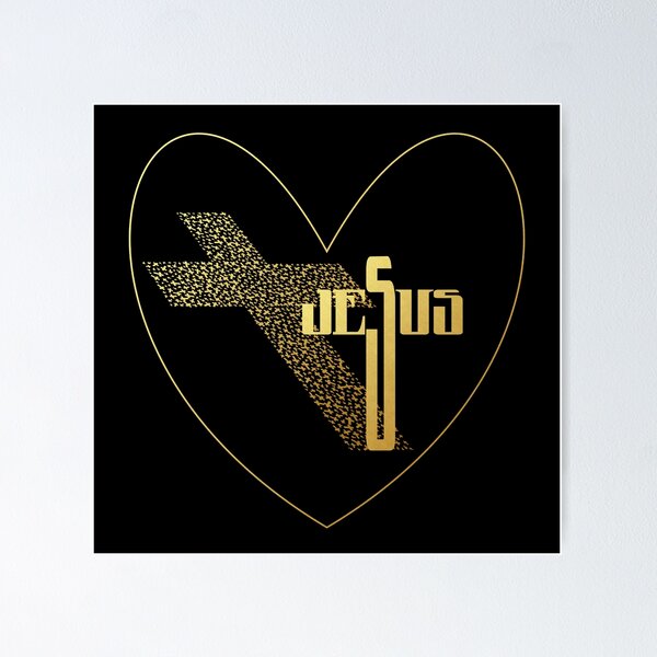 Item preview, Jesus, Cross, Heart in Gold designed and sold by PawsitiveMum.