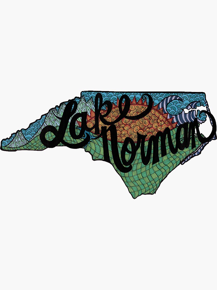 lkn-lake-norman-heart-of-north-carolina-cursive-text-sticker-for-sale-by-alilevis-redbubble