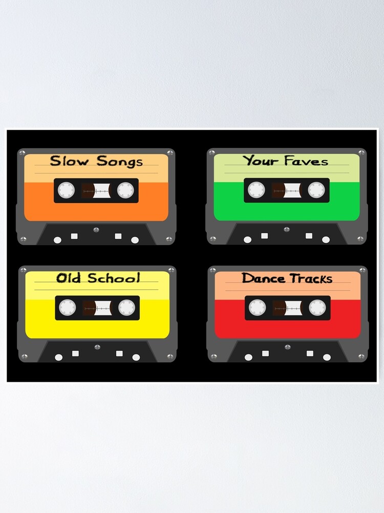 Mixtapes Pack. Set of Four Retro Cassette Mix Tapes in Vintage 
