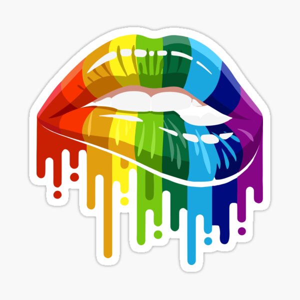 Rainbow Glitter Drip Lips SVG
