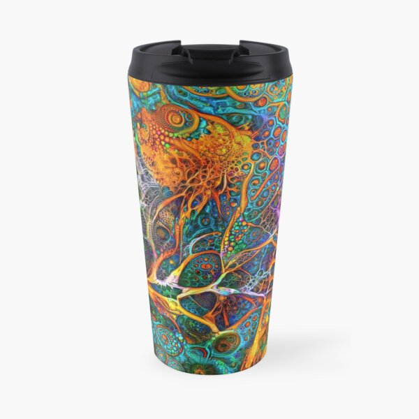 Deepdream floral fractalize space abstraction Travel Mug