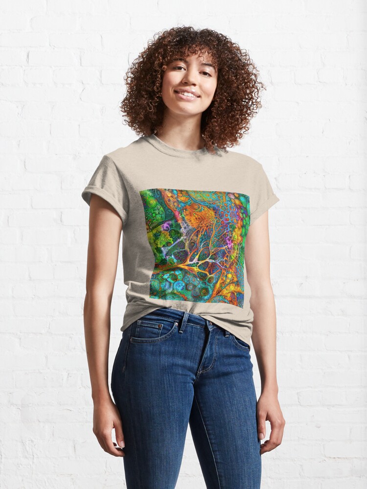Alternate view of Deepdream floral fractalize space abstraction Classic T-Shirt