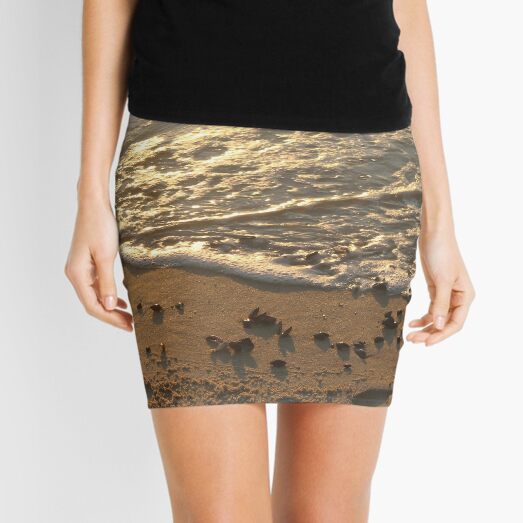 Sea foam, wave, sand, small stones Mini Skirt