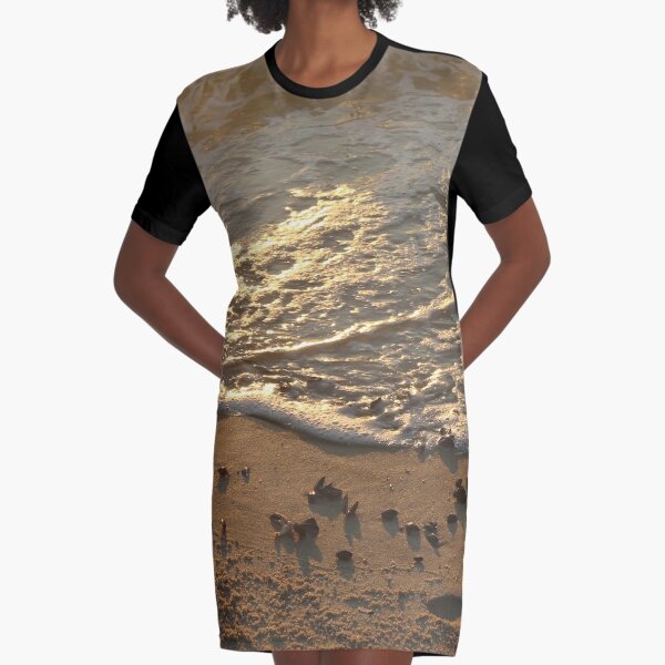 Sea foam, wave, sand, small stones Graphic T-Shirt Dress