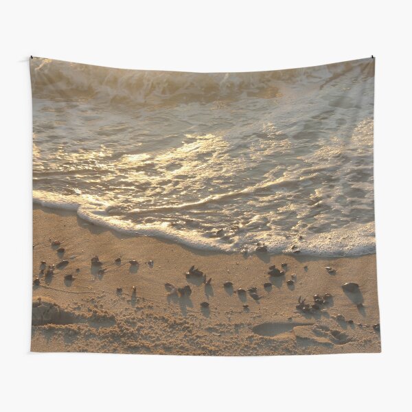 Sea foam, wave, sand, small stones Tapestry