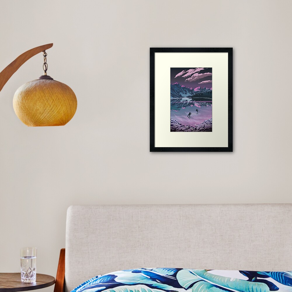 Scenic sunset hockey Framed Art Print