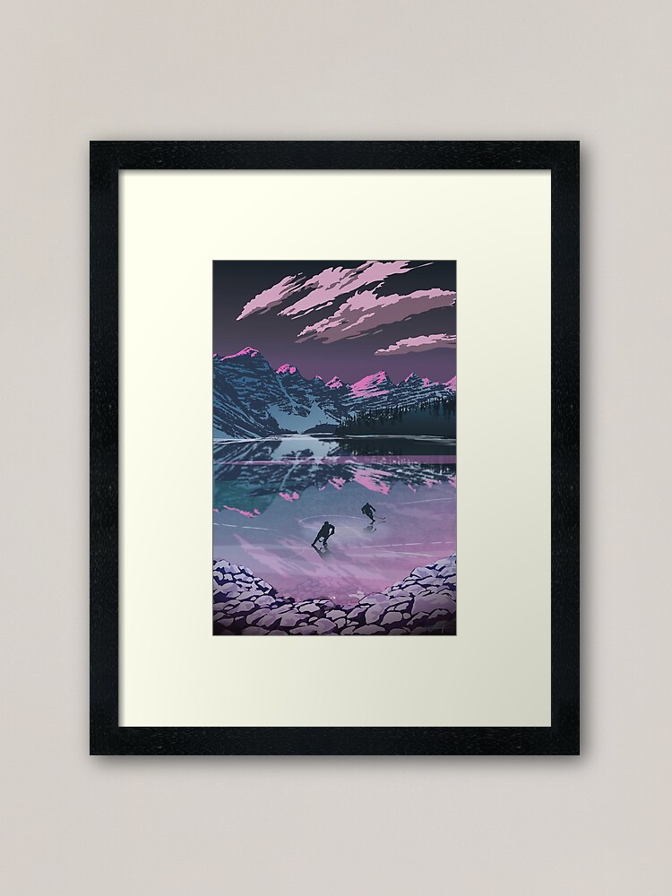 Alternate view of Scenic sunset hockey Framed Art Print