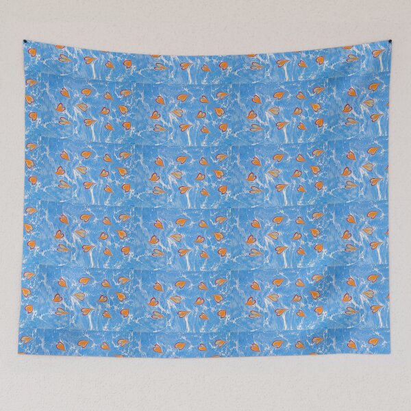 Item preview, Marbled / Painted Hearts on Blue designed and sold by T Artist.