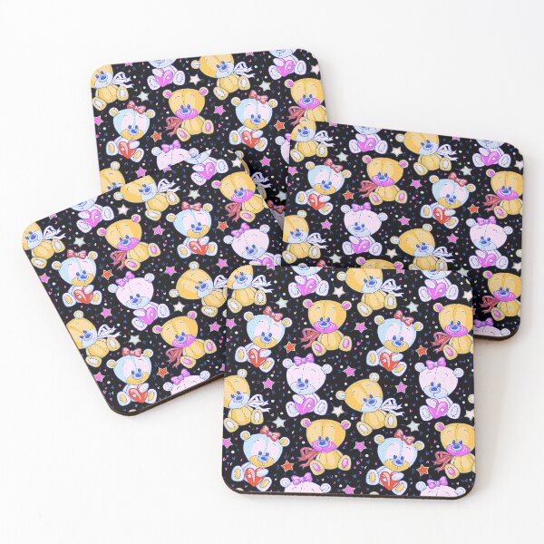 Item preview, Cute, Cuddly, Colorful Teddy Bear Pattern (Black Background) designed and sold by Rosinda.