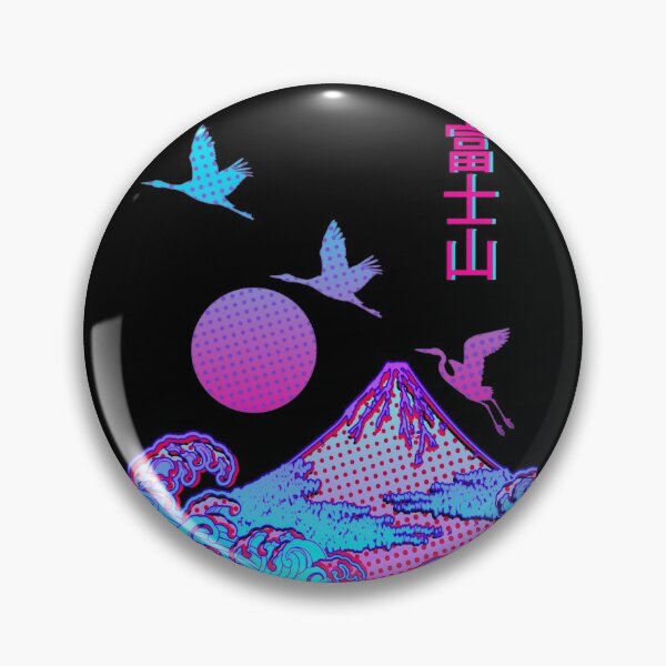 Artikelvorschau, Vaporwave Art - Fuji Yama Japan Otaku Kanji Japanische Reiher Rising Pink Sun. entworfen und verkauft von Hitagivapor.